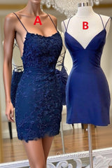 Mermaid Backless Blue Lace Evening Prom Dresses, V Neck Blue Homecoming Dresses, Blue Lace Formal Evening Dresses