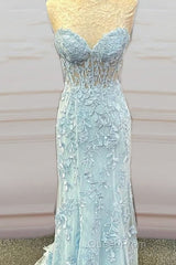 Mermaid Bay Blue Lace Corset Dresses