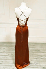 Mermaid Burnt Orange Satin Cross Back Dresses