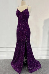Mermaid Dark Purple Sequin Dresses