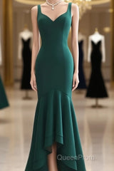 Mermaid Emerald Green Asymmetrical Dresses