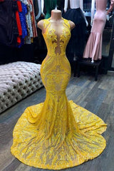 Mermaid Halter Floor-length Sleeveless Open Back Sequined Appliques Lace Evening Prom Dresses