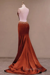 Mermaid High Slit Spaghetti Strap Satin Dresses