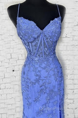Mermaid Periwinkle Lace Overlay Dresses