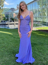 Mermaid Purple V-Neck Long Prom Dress