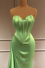 Mermaid Sage Green Corset Satin Evening Prom Dresses