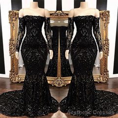 Mermaid Strapless Court Length Long Sleeve Beaded Paillette Embroidery Prom Dress