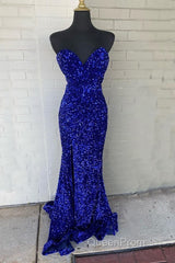 Mermaid Strapless Split Sequin Dresses