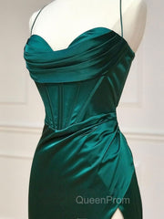 Mermaid Sweetheart Neck Green Long Evening Prom Dresses, Green Evening Dresses