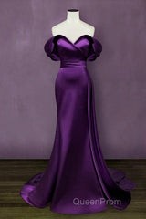 Mermaid Violet Evening Prom Dresses Off The Shoulder
