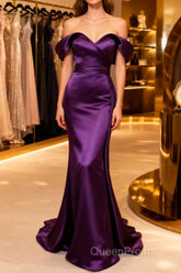 Mermaid Violet Evening Prom Dresses Off The Shoulder