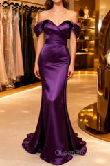 Mermaid Violet Evening Prom Dresses Off The Shoulder