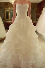 Mermaid Wedding Dresses Sweetheart Organza Ruffles Train