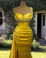 Mermaid Yellow Pearl Strap Dresses