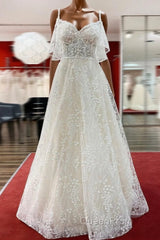 Modest Long A-line Sweetheart Tulle Lace Appliques Wedding Dresses with Sleeves