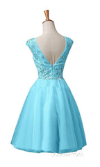 New A-Line Scoop Tulle Knee Length Homecoming Dresses