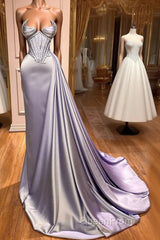 New Arrival Sleeveless Mermaid Evening Prom Dresses With Ruffles Long