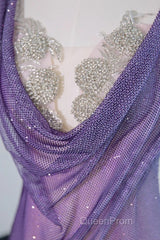 Noble Purple Mermaid Gown - Glitter Rhinestone Tulle Evening Prom Dresses For Special Ocassions