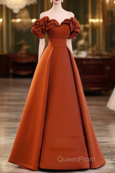 Off Shoulder Satin Sweetheart Floor Length Party Dresses, Satin Simple Formal Dresses