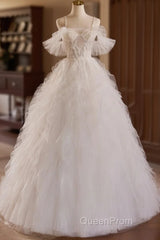 Off Shoulder Tulle Lace Light Champagne Long Evening Prom Dresses, Light Champagne Sweet 16 Dresses