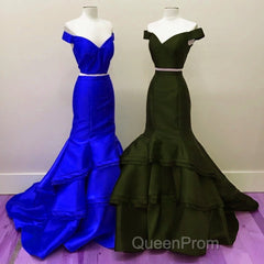 Off The Shoulder Burgundy Evening Dresses Mermaid New Two Piece Evening Prom Dresses