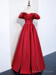 Off the Shoulder Burgundy Long Prom Dresses, Off Shoulder Wine Red Long Formal Evening Dresses