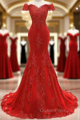 Off The Shoulder Embroidered Floral And Beads In Lace Mermaid Evening Gown Evening Prom Dresses