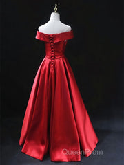 Off the Shoulder Red Long Evening Prom Dresses, Red Off Shoulder Long Formal Evening Dresses