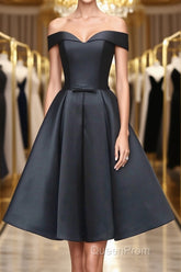 Off the Shoulder Short Black Evening Prom Dresses, Off Shoulder Short Black Formal Graduation Dresses