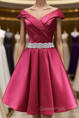 Off the Shoulder Short Burgundy Evening Prom Dresses, Short Wine Red Formal Graduation Homecoming Dresses