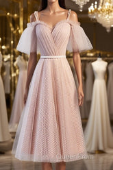 Off the Shoulder Short Pink Evening Prom Dresses with Corset Back, Short Pink Formal Graduation Bridesmaid Dresses