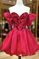 Off The Shoulder Short Red Evening Prom Dresses, Short Red Formal Graduation Dresses