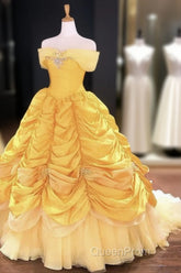 Off The Shoulder Taffeta Ball Gown Quinceanera Dresses Yellow