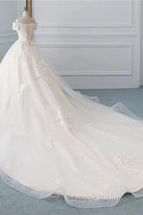 Off-The-Shoulder Wedding Gown With Lace Appliques