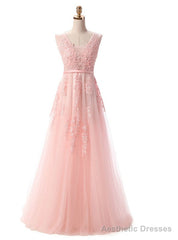 Pearl Pink Lace Appliques Backless Bridesmaid Dress