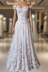 Pink A-Line Butterfly Evening Prom Dresses