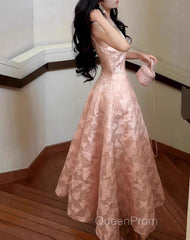 Pink A-Line Vintage Butterfly Embroidered Satin Evening Prom Dresses Birthday Dressesed01772