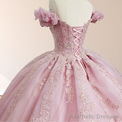 Pink Ball Gown Off the Shoulder Quinceanera Dresses
