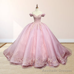 Pink Ball Gown Off the Shoulder Quinceanera Dresses