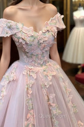 Pink Butterfly Embroidery Ball Gown Dresses