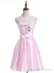 Pink Satin Sweetheart Homecoming Dress