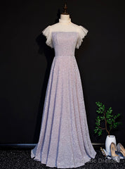 Pink Sequins High Neck Short Sleeve Prom Dress