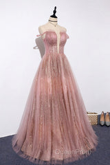 Pink tulle lace long Evening Prom Dresses pink tulle formal Dresses