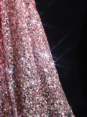 Pretty A Line Off The Shoulder Pink Sequin Long Evening Prom Dresses Evening Gowns