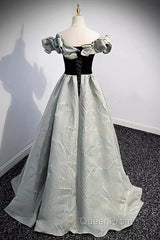 Pretty A Line Off The Shoulder Satin Long Evening Party Dresses Evening Prom Dresses