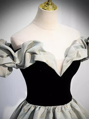 Pretty A Line Off The Shoulder Satin Long Evening Party Dresses Evening Prom Dresses