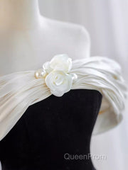 Pretty Ball Gown Off The Shoulder Black Velvet Evening Party Dresses Evening Prom Dresses With Flower