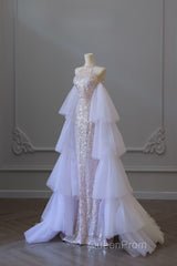 Pretty Mermaid High Neckline Sequin Beads Long Evening Prom Dresses Formal Evening Dresses