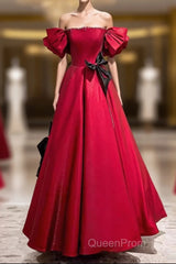 Princess A Line Off The Shoulder Party Dresses Red Evening Prom Dresses
