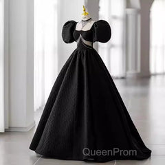Princess Ball Gown Black Lace Long Evening Prom Dresses